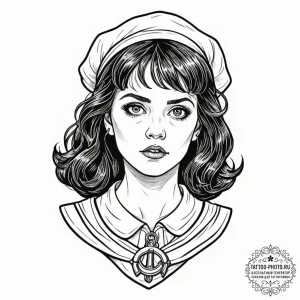 A graphic novel panel of the possessed regan... - эскиз тату (№1753264187_0, 23.07.2025 09:49) — tattoo-photo.ru