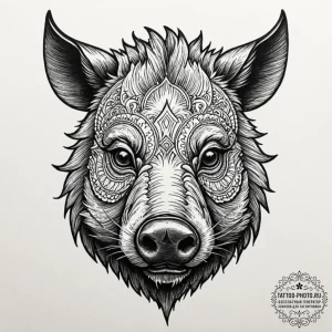 A linework tattoo of inosuke's boar mask,, ta... - эскиз тату (№1753264692_0, 23.07.2025 09:58) — tattoo-photo.ru