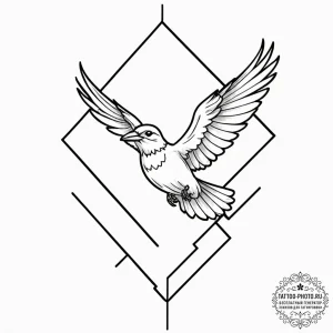 Tattoo design a geometric outline of a bird i... - эскиз тату (№1753266385_0, 23.07.2025 10:26) — tattoo-photo.ru
