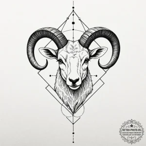 Aries, concept art for tattoo, dotwork tattoo... - эскиз тату (№1753266469_0, 23.07.2025 10:27) — tattoo-photo.ru