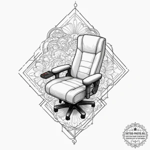 Tattoo sketch a stylized gamer chair with erg... - эскиз тату (№1753267189_0, 23.07.2025 10:39) — tattoo-photo.ru