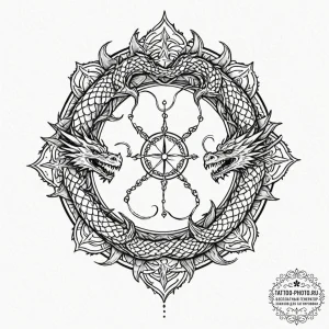 A dotwork mandala incorporating the targaryen... - эскиз тату (№1753268136_0, 23.07.2025 10:55) — tattoo-photo.ru