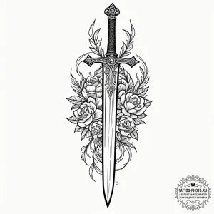 Sword, tattoo flash sheet design, blackwork t... - эскиз тату (№1753268306_0, 23.07.2025 10:58) — tattoo-photo.ru