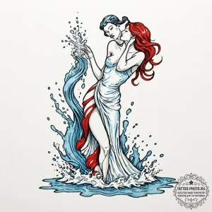 Tattoo sketch aquarius's water-bearer, styliz... - эскиз тату (№1753269079_0, 23.07.2025 11:11) — tattoo-photo.ru