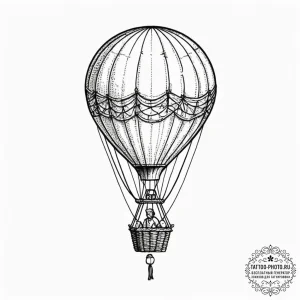 Tattoo design a vintage, hot-air balloon, but... - эскиз тату (№1753269433_0, 23.07.2025 11:17) — tattoo-photo.ru