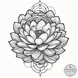 Tattoo sketch a lotus flower with its petals... - эскиз тату (№1753269603_0, 23.07.2025 11:20) — tattoo-photo.ru