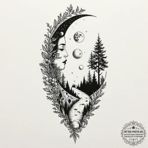 Tattoo sketch the phases of the moon, arrange... - эскиз тату (№1753269955_0, 23.07.2025 11:25) — tattoo-photo.ru