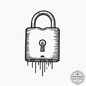 Tattoo design a padlock with a date engraved... - эскиз тату (№1753270136_0, 23.07.2025 11:28) — tattoo-photo.ru