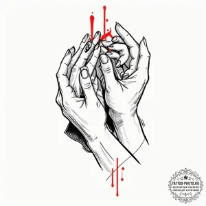 Tattoo sketch a pair of hands clasped firmly,... - эскиз тату (№1753270216_0, 23.07.2025 11:30) — tattoo-photo.ru