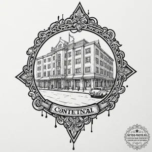 A sketch of the continental hotel coin, a sym... - эскиз тату (№1753270952_0, 23.07.2025 11:42) — tattoo-photo.ru