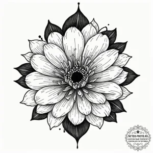 Tattoo design a flower with a single, perfect... - эскиз тату (№1753271301_0, 23.07.2025 11:48) — tattoo-photo.ru