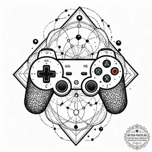 Tattoo design a game controller with a subtle... - эскиз тату (№1753274991_0, 23.07.2025 12:49) — tattoo-photo.ru