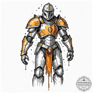 Tattoo design a suit of armor, rusted and bro... - эскиз тату (№1753275863_0, 23.07.2025 13:04) — tattoo-photo.ru