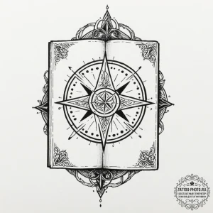 A linework tattoo of a grimoire (spellbook) w... - эскиз тату (№1753275939_0, 23.07.2025 13:05) — tattoo-photo.ru