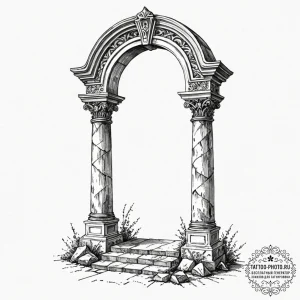 Tattoo sketch a robust archway or pillar, sym... - эскиз тату (№1753276883_0, 23.07.2025 13:21) — tattoo-photo.ru