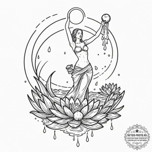 Tattoo sketch aquarius's water-bearer, pourin... - эскиз тату (№1753277360_0, 23.07.2025 13:29) — tattoo-photo.ru