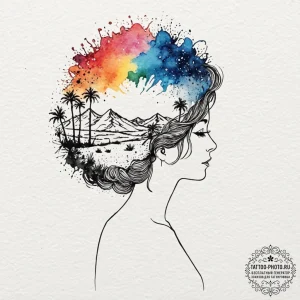 Tattoo sketch a person's silhouette filled wi... - эскиз тату (№1753277448_0, 23.07.2025 13:30) — tattoo-photo.ru