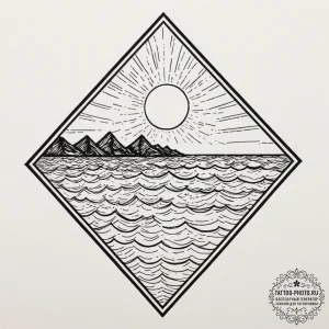 Sea, artistic tattoo sketch, clean lines, cri... - эскиз тату (№1753282309_0, 23.07.2025 14:51) — tattoo-photo.ru