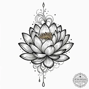 Tattoo design a lotus flower with a single dr... - эскиз тату (№1753283108_0, 23.07.2025 15:05) — tattoo-photo.ru