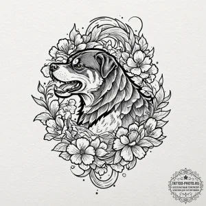 Rottweiler, tattoo drawing outline, clean lin... - эскиз тату (№1753284138_0, 23.07.2025 15:22) — tattoo-photo.ru