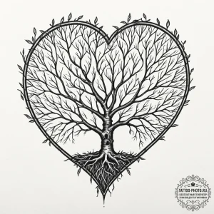 Tattoo sketch a stylized tree of life with ro... - эскиз тату (№1753284227_0, 23.07.2025 15:23) — tattoo-photo.ru