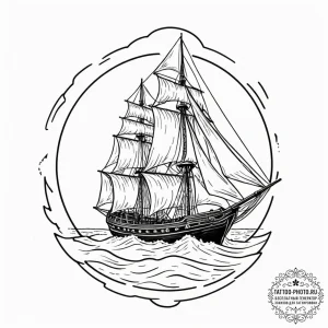 A ship sailing on a sea of sand, artistic tat... - эскиз тату (№1753284546_0, 23.07.2025 15:29) — tattoo-photo.ru