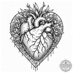 Tattoo sketch a terrarium in the shape of a h... - эскиз тату (№1753284636_0, 23.07.2025 15:30) — tattoo-photo.ru