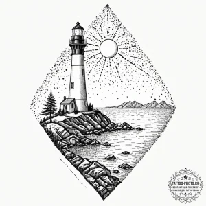 Tattoo sketch a single, solitary lighthouse o... - эскиз тату (№1753286641_0, 23.07.2025 16:04) — tattoo-photo.ru