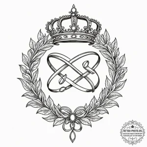 Tattoo design a crown intertwined with an inf... - эскиз тату (№1753287001_0, 23.07.2025 16:10) — tattoo-photo.ru
