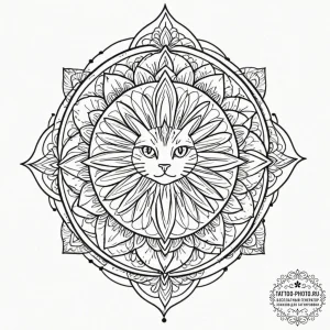 Cat, artistic tattoo sketch, fine lines, deli... - эскиз тату (№1753287439_0, 23.07.2025 16:17) — tattoo-photo.ru