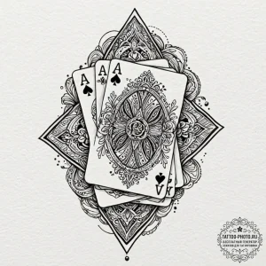 A person performing a magic trick with a deck... - эскиз тату (№1753287791_0, 23.07.2025 16:23) — tattoo-photo.ru