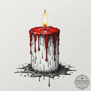 A lit candle dripping wax, tattoo sketch desi... - эскиз тату (№1753287879_0, 23.07.2025 16:24) — tattoo-photo.ru
