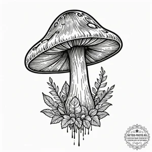 Tattoo design a mushroom with a pattern on it... - эскиз тату (№1753288495_0, 23.07.2025 16:34) — tattoo-photo.ru