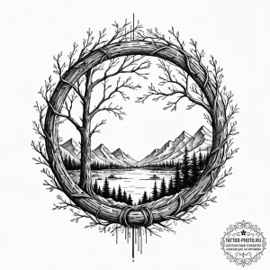 Tattoo sketch a tree whose rings are not just... - эскиз тату (№1753288671_0, 23.07.2025 16:37) — tattoo-photo.ru