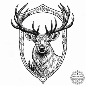 Elk, tattoo sketch design, bold outlines, thi... - эскиз тату (№1753288767_0, 23.07.2025 16:39) — tattoo-photo.ru