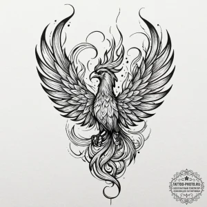 Tattoo design a phoenix's head in profile, it... - эскиз тату (№1753288934_0, 23.07.2025 16:42) — tattoo-photo.ru