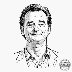 A neo-traditional portrait of bill murray fro... - эскиз тату (№1753289462_0, 23.07.2025 16:51) — tattoo-photo.ru