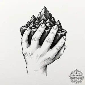 Tattoo design a person's hands holding a sing... - эскиз тату (№1753289649_0, 23.07.2025 16:54) — tattoo-photo.ru