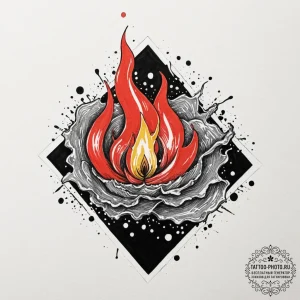 A watercolor sketch of cintra on fire,, artis... - эскиз тату (№1753290087_0, 23.07.2025 17:01) — tattoo-photo.ru