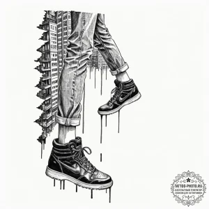 A person's feet dangling over the edge of a s... - эскиз тату (№1753290269_0, 23.07.2025 17:04) — tattoo-photo.ru