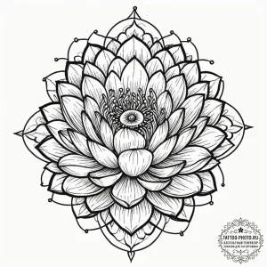 Tattoo sketch a lotus flower, its petals open... - эскиз тату (№1753290624_0, 23.07.2025 17:10) — tattoo-photo.ru