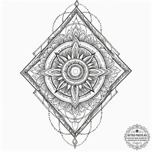 The stark, geometric interior of a modern art... - эскиз тату (№1753291985_0, 23.07.2025 17:33) — tattoo-photo.ru
