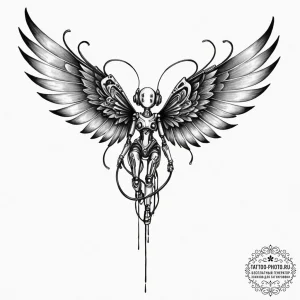 Tattoo design a puppet, its strings cut, slum... - эскиз тату (№1753292514_0, 23.07.2025 17:41) — tattoo-photo.ru