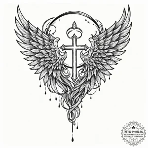 Tattoo sketch a pair of wings representing gu... - эскиз тату (№1753293033_0, 23.07.2025 17:50) — tattoo-photo.ru