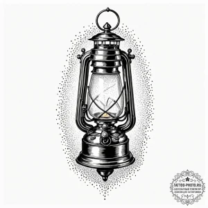 An antique lantern casting long shadows, conc... - эскиз тату (№1753293206_0, 23.07.2025 17:53) — tattoo-photo.ru