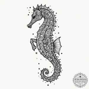 A seahorse with intricate patterns (is there,... - эскиз тату (№1753295948_0, 23.07.2025 18:39) — tattoo-photo.ru
