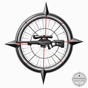 Tattoo design a futuristic sniper rifle scope... - эскиз тату (№1753297088_0, 23.07.2025 18:58) — tattoo-photo.ru