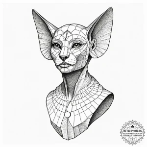 A sketch of a sphinx, posing a riddle., artis... - эскиз тату (№1753297676_0, 23.07.2025 19:07) — tattoo-photo.ru