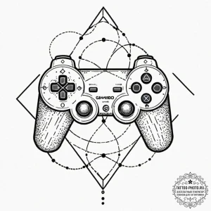 Tattoo sketch a gamepad d-pad with directions... - эскиз тату (№1753298897_0, 23.07.2025 19:28) — tattoo-photo.ru