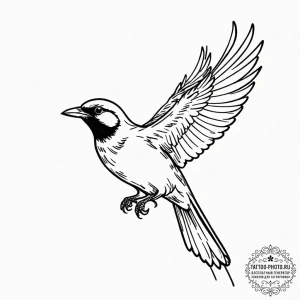 A linework tattoo of the titular bird from to... - эскиз тату (№1753299234_0, 23.07.2025 19:33) — tattoo-photo.ru